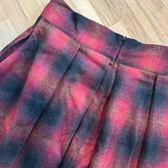 Free People Short Red and Black Plaid Pleated Mini Skirt - Picture 4 of 6